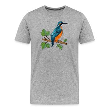 Oiseau coloré - T-shirt bio Premium Homme - gris chiné - Devant - Damien (186cm)