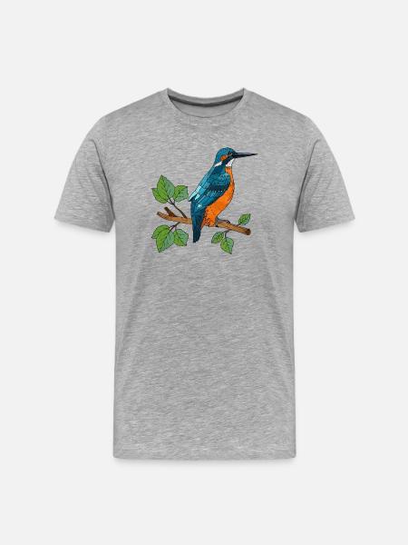 Bunter Vogel - Männer Premium Bio T-Shirt - Grau meliert