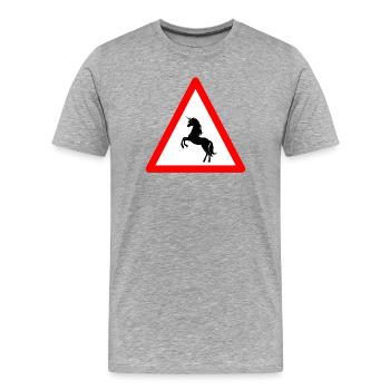 Attention aux licornes à venir - T-shirt bio Premium Homme - gris chiné - Devant - Damien (186cm)