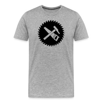 Logo de l’outil à lame de scie charpentiere - T-shirt bio Premium Homme - gris chiné - Devant - Damien (186cm)