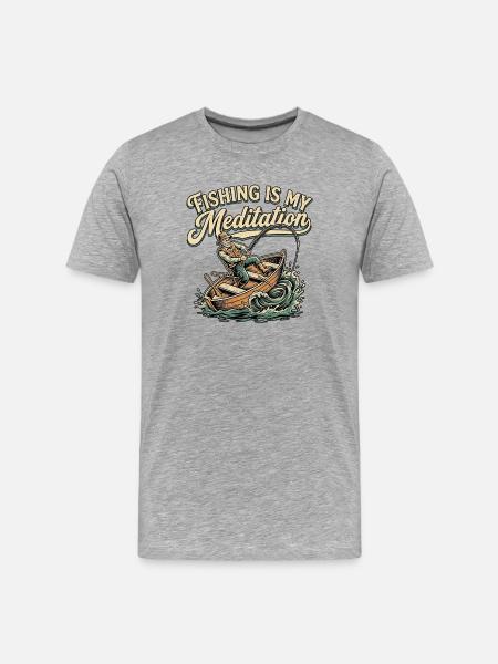 Angler Meditation Extrem - Männer Premium Bio T-Shirt - Grau meliert