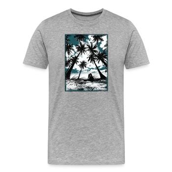 Plage Palmiers Soleil Mer - T-shirt bio Premium Homme - gris chiné - Devant - Damien (186cm)