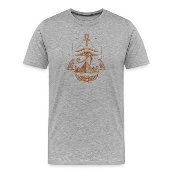 Symboles sacrés égyptiens - T-shirt bio Premium Homme - gris chiné - Devant - Damien (186cm)