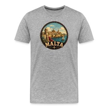 Motif de voyage vintage maltais - T-shirt bio Premium Homme - gris chiné - Devant - Damien (186cm)