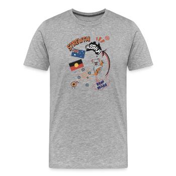 Strewth Australia Drop Bears - Vrai maintenant - T-shirt bio Premium Homme - gris chiné - Devant - Damien (186cm)