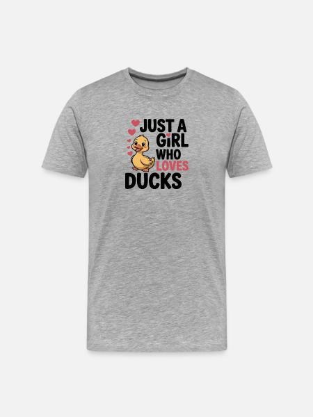 Das Mädchen, das Enten liebt - Männer Premium Bio T-Shirt - Grau meliert