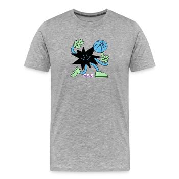 Étoile Basket Cartoon Moderne - T-shirt bio Premium Homme - gris chiné - Devant - Damien (186cm)