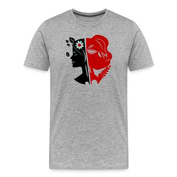 Frauengesicht - Männer Premium Bio T-Shirt - Grau meliert - Vorne - Damien (186cm)