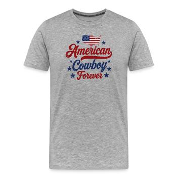 American Cowboy Forever Vintage Patriotic - T-shirt bio Premium Homme - gris chiné - Devant - Damien (186cm)