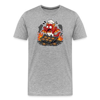 Fire Dragon Cook - Men's Premium Organic T-Shirt - heather grey - Front - Damien (186cm)