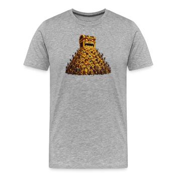 Goldschatzhaufen und Monstertruhe - Männer Premium Bio T-Shirt - Grau meliert - Vorne - Damien (186cm)