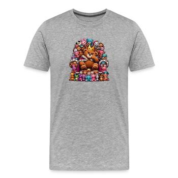 Königlicher Teddybär mit Hofstaat - Männer Premium Bio T-Shirt - Grau meliert - Vorne - Damien (186cm)