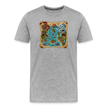 Carte du pirate enchanté avec marqueurs X - T-shirt bio Premium Homme - gris chiné - Devant - Damien (186cm)