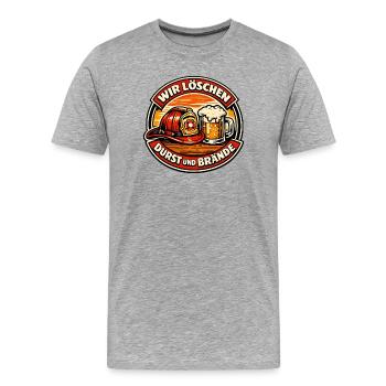 Feuerwehr Humor: Durst und Brände - Männer Premium Bio T-Shirt - Grau meliert - Vorne - Damien (186cm)