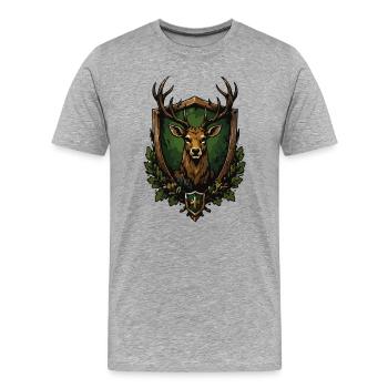 Deer Forest Emblem - Men's Premium Organic T-Shirt - heather grey - Front - Damien (186cm)