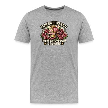 Feuerwehrfrau Prinzessin Rosenkranz - Männer Premium Bio T-Shirt - Grau meliert - Vorne - Damien (186cm)