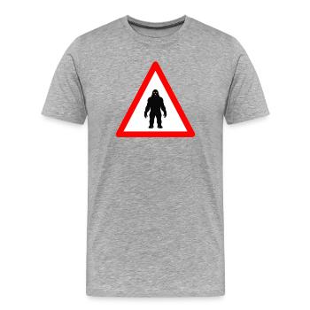 Attention au Sasquatch devant - T-shirt bio Premium Homme - gris chiné - Devant - Damien (186cm)