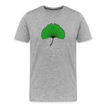 Silhouette de feuille de ginkgo vert émeraude - T-shirt bio Premium Homme - gris chiné - Devant - Damien (186cm)