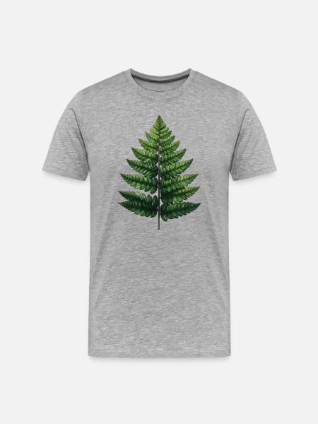 Grüne Farnblätter Wasserfarb-Illustration - Männer Premium Bio T-Shirt - Grau meliert