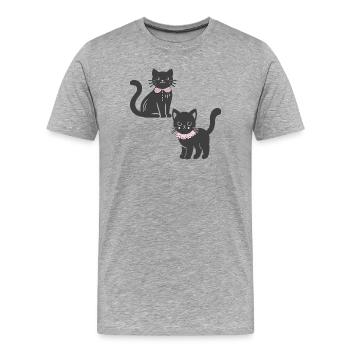 Katzen-Duo  - Männer Premium Bio T-Shirt - Grau meliert - Vorne - Damien (186cm)