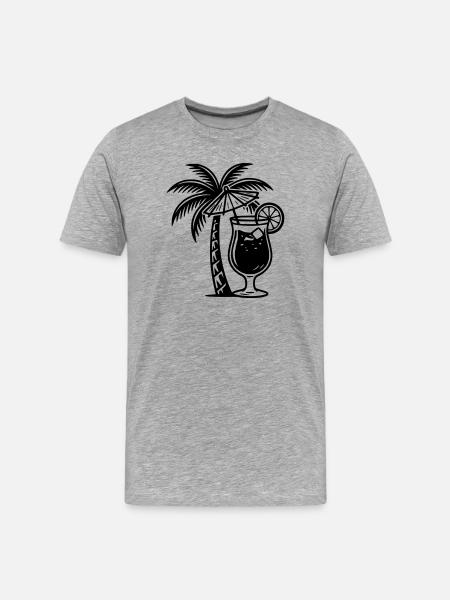 Cocktail Palm - Men's Premium Organic T-Shirt - heather grey