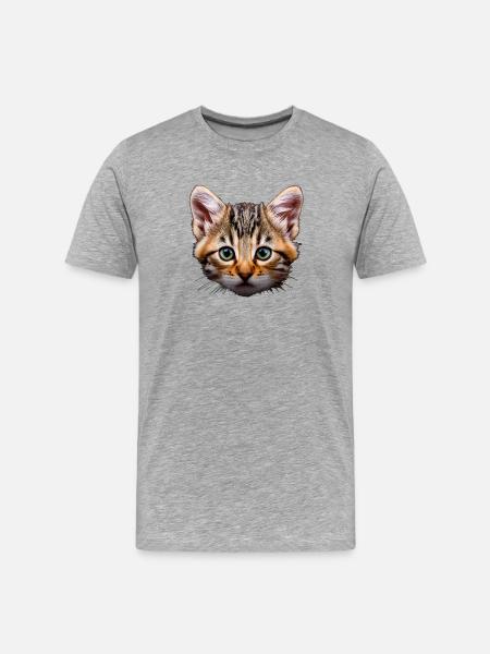 Kätzchen gesicht süße tiermotive  - Männer Premium Bio T-Shirt - Grau meliert