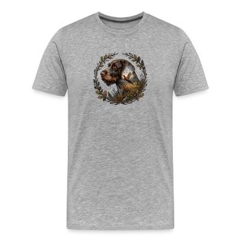 Deutsch Drahthaar - Männer Premium Bio T-Shirt - Grau meliert - Vorne - Damien (186cm)