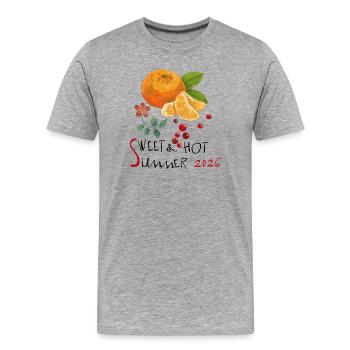 Doux été 2026 - T-shirt bio Premium Homme - gris chiné - Devant - Damien (186cm)
