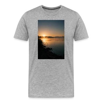Bodensee Sonnenaufgang - Männer Premium Bio T-Shirt - Grau meliert - Vorne - Damien (186cm)
