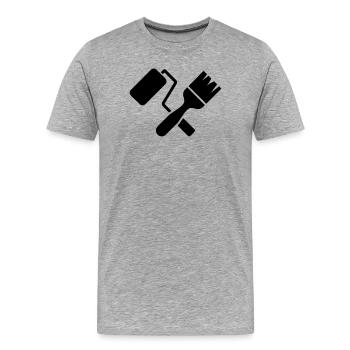 Maler Pinsel Farbrolle Motiv - Männer Premium Bio T-Shirt - Grau meliert - Vorne - Damien (186cm)