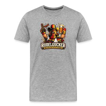 Rudelgucker – Weltmeister im Mitfiebern - Männer Premium Bio T-Shirt - Grau meliert - Vorne - Damien (186cm)