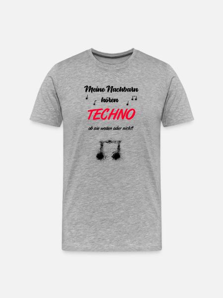 Techno Spruch - Männer Premium Bio T-Shirt - Grau meliert