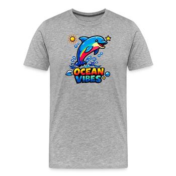 Dolphin Splash Ocean Vibes - Männer Premium Bio T-Shirt - Grau meliert - Vorne - Damien (186cm)
