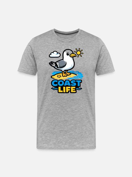 Küstenleben Möwe am Strand - Männer Premium Bio T-Shirt - Grau meliert