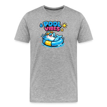 Ambiance de piscine : Animal coloré qui se bat dans la piscine - T-shirt bio Premium Homme - gris chiné - Devant - Damien (186cm)