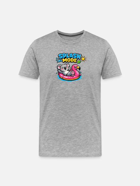 Splash Mode Koala Flamingo Badetier - Männer Premium Bio T-Shirt - Grau meliert