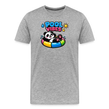 Ambiance piscine Panda Relax - T-shirt bio Premium Homme - gris chiné - Devant - Damien (186cm)