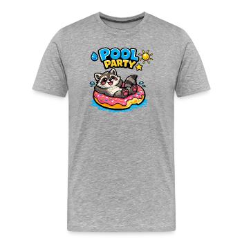 Donut de la fête de piscine des ratons laveurs - T-shirt bio Premium Homme - gris chiné - Devant - Damien (186cm)