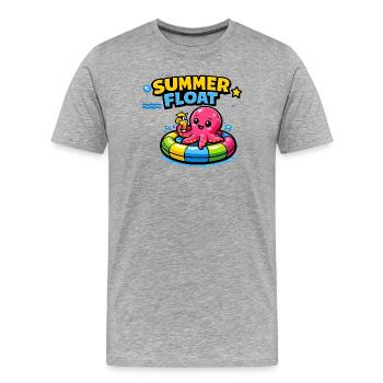 Pieuvre à radeau d’été sur l’anneau de la piscine - T-shirt bio Premium Homme - gris chiné - Devant - Damien (186cm)