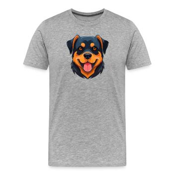 Rottweiler (portrait comique) - T-shirt bio Premium Homme - gris chiné - Devant - Damien (186cm)
