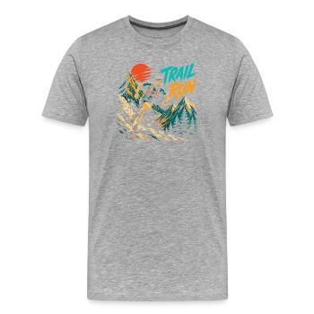 course sur sentier - T-shirt bio Premium Homme - gris chiné - Devant - Damien (186cm)