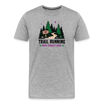Trail Running - Run Forest Run - Men's Premium Organic T-Shirt - heather grey - Front - Damien (186cm)