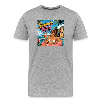 Ambiance estivale - T-shirt bio Premium Homme - gris chiné - Devant - Damien (186cm)