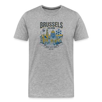 Silhouette de Bruxelles Belgique avec architecture et - T-shirt bio Premium Homme - gris chiné - Devant - Damien (186cm)