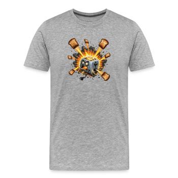 Explosion du pain grille-pain en colère - T-shirt bio Premium Homme - gris chiné - Devant - Damien (186cm)