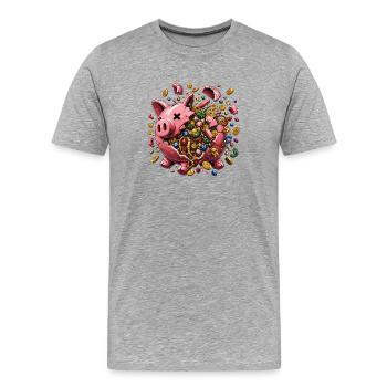Pluie de trésors de tirelire - T-shirt bio Premium Homme - gris chiné - Devant - Damien (186cm)