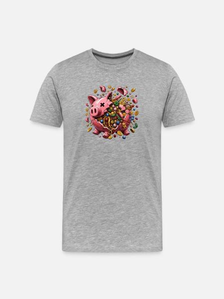 Sparschwein Schatzregen - Männer Premium Bio T-Shirt - Grau meliert