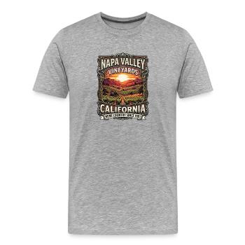 Vignoble dans la Napa Valley, Californie - T-shirt bio Premium Homme - gris chiné - Devant - Damien (186cm)