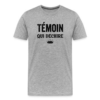 Témoin Qui Déchire - T-shirt bio Premium Homme - gris chiné - Devant - Damien (186cm)