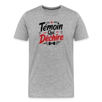 Témoin Qui Déchire - T-shirt bio Premium Homme - gris chiné - Devant - Damien (186cm)